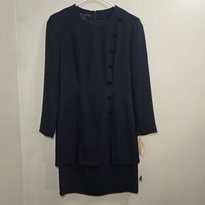NWT Vintage Marianna Navy Blue Dress Size 6 With Shoulder Pads